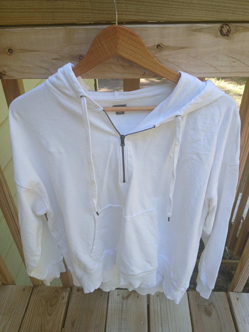 aerie White Half-Zip Hooded Sweatshirt